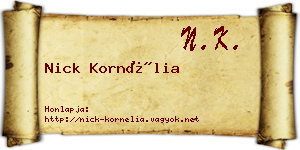 Nick Kornélia névjegykártya